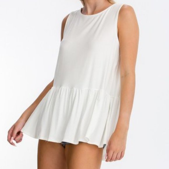 🌼Ruffled Tank with Crochet Back Detail in White - Picture 4 of 4